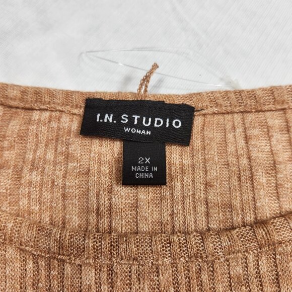 I.n. Studio Women's Top Size 2X  Beige Tan 3/4 Sleeve Top Blouse (23) - Picture 9 of 11